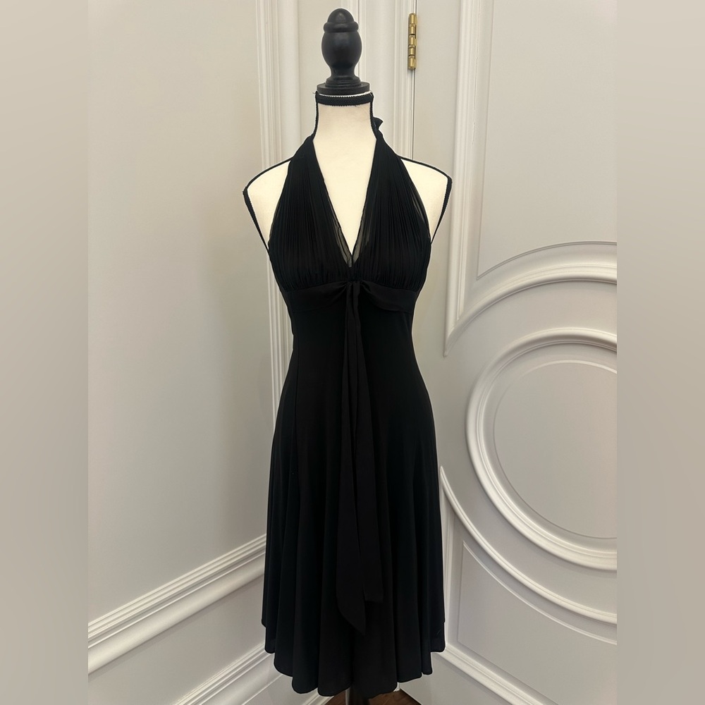 BCBGMaxAzria Black Vintage Y2K Fairy Grunge Midi Halter Dress (Size Small)